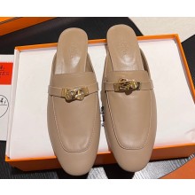 Hermes Oz mule in calfskin Beige with iconic Kelly buckle