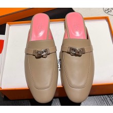 Hermes Oz mule in calfskin Beige/Pink with iconic Kelly buckle