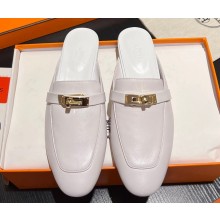 Hermes Oz mule in calfskin White with iconic Kelly buckle