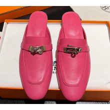 Hermes Oz mule in calfskin Fuchsia with iconic Kelly buckle
