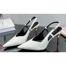 Gucci Heel 8.5cm Patent leather slingback pumps 762378 White 2024
