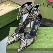 Gucci Heel 8.5cm leather Women's high heel pumps 717159 Python Pattern 2024