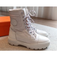 Hermes Fresh Water-repellent Women/Men ankle boots in quilted parachute fabric and calfskin White