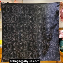 Chanel Silk Twill Square Scarf 90x90cm AA9567 Black & Pink 2024