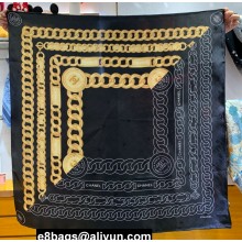 Chanel Silk Twill Square Scarf 90x90cm Black & Gold 2024