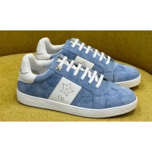 Dior Star Sneakers in Pastel Blue Suede Calfskin and White Calfskin 2024
