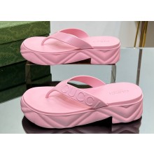 Gucci thong platform rubber sandals 746334 Pink 2024