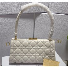 Dior Top Handle Bag in White Cannage Lambskin 2024