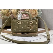Dior Small Lady D-Joy Bag in Apricot Cannage Lambskin with Gold-Finish Butterfly Studs 2024