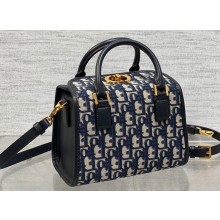 Dior Small Boston Bag in Blue Oblique Jacquard 2024