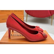 Louis Vuitton Stiletto Heel Pumps in Patent Leather Red with Bow Knot