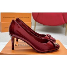 Louis Vuitton Stiletto Heel Pumps in Patent Leather Burgundy with Bow Knot