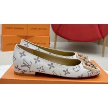 Louis Vuitton Monogram Canvas Madeleine Flat Ballerinas White with Dauphine LV Initials
