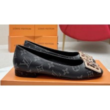 Louis Vuitton Monogram Canvas Madeleine Flat Ballerinas Black with Dauphine LV Initials