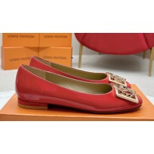 Louis Vuitton Patent Leather Madeleine Flat Ballerinas Red with Dauphine LV Initials