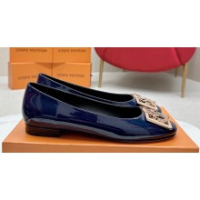 Louis Vuitton Patent Leather Madeleine Flat Ballerinas Blue with Dauphine LV Initials