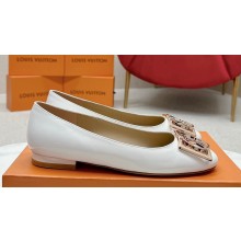 Louis Vuitton Patent Leather Madeleine Flat Ballerinas White with Dauphine LV Initials