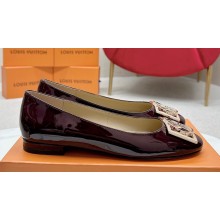 Louis Vuitton Patent Leather Madeleine Flat Ballerinas Burgundy with Dauphine LV Initials