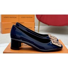 Louis Vuitton Patent Leather Madeleine Pumps Blue with Dauphine LV Initials