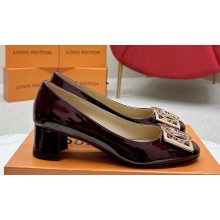 Louis Vuitton Patent Leather Madeleine Pumps Burgundy with Dauphine LV Initials