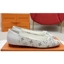 Louis Vuitton Monogram Canvas and Leather Flat Ballerinas with Bow White