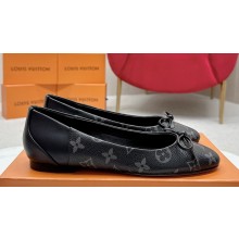 Louis Vuitton Monogram Canvas and Leather Flat Ballerinas with Bow Black