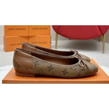 Louis Vuitton Monogram Canvas and Leather Flat Ballerinas with Bow Brown