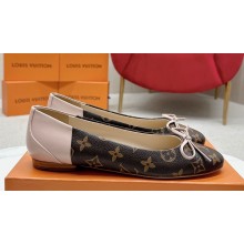 Louis Vuitton Monogram Canvas and Leather Flat Ballerinas with Bow Nude