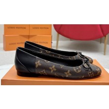 Louis Vuitton Monogram Canvas and Leather Flat Ballerinas with Bow Coffee