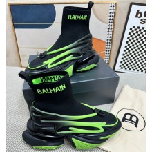 Balmain Unicorn high-top trainers Men's Sneakers in mesh and leather Black/Green 2024
