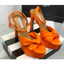 Aquazzura Heel 13.5cm Platform 4cm Olie Plateau Sandals in Satin Orange 2024