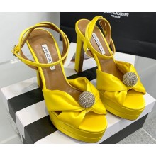 Aquazzura Heel 13.5cm Platform 4cm Yes Darling Sandals in Satin Yellow 2024
