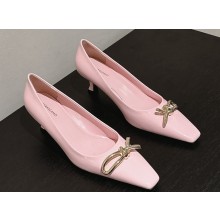 Ferragamo Heel 4.5cm Kitten heel pumps with asymmetric bow in calfskin Pink 2024