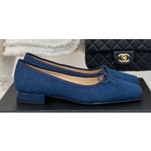 Chanel Vintage Bow Ballet Flats Denim Blue 2024