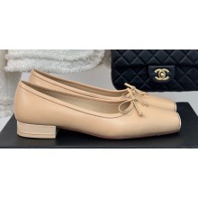Chanel Vintage CC Logo and Bow Ballet Flats Leather Beige 2024