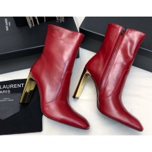 Saint Laurent auteuil booties in glazed leather 755201 Red 2024