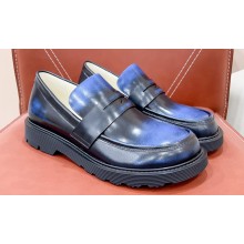 Loewe Blaze derby in bicolour brushed-off calfskin Royal Blue/Black 2024