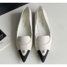 Chanel Crystal CC Logo Vintage Ballet Flats in Lambskin White 2024