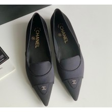 Chanel Crystal CC Logo Vintage Ballet Flats in Satin Black 2024