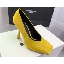 Balmain Heel 10cm Suede Yellow Leather Pumps Spring-Summer 2024 Fashion show