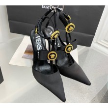 Versace Heel 10.5cm Gianni Ribbon Cage Satin Pumps Black 2024
