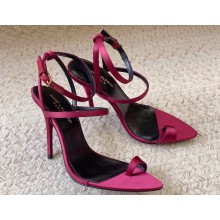 Saint Laurent Heel 10cm dive sandals in silk satin 743996 Red 2024