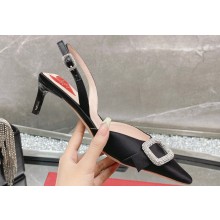 Roger Vivier Dorsay satin slingback pumps Black 2024