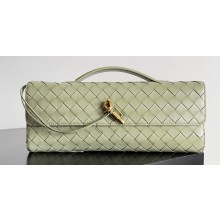 Bottega Veneta Long Clutch Andiamo With Handle Intrecciato leather bag TRAVERTINE with metallic knot closure 2024