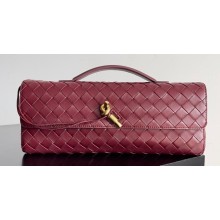 Bottega Veneta Long Clutch Andiamo With Handle Intrecciato leather bag BAROLO with metallic knot closure 2024