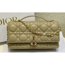 Miss Dior Mini Bag in Cannage Lambskin Apricot with Removable jewel chain 2024