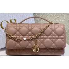 Miss Dior Mini Bag in Cannage Lambskin Dusty Pink with Removable jewel chain 2024