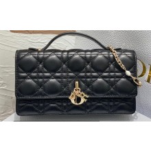 Miss Dior Mini Bag in Cannage Lambskin Black with Removable jewel chain 2024