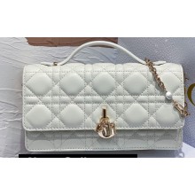 Miss Dior Mini Bag in Cannage Lambskin White with Removable jewel chain 2024