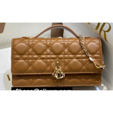 Miss Dior Mini Bag in Cannage Lambskin Brown with Removable jewel chain 2024